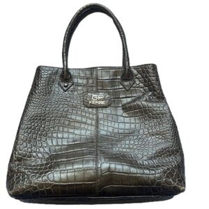 Gianfranco Ferre Croc Embossed Leather Tote